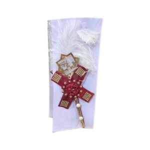 Nikkah Pen with Dark Red Flower and Elegant Finish